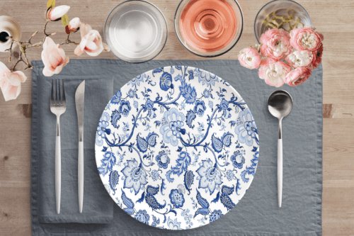 Kate McEnroe New York Chinoiserie Blue and White Floral Dinner PlatesPlates9820SINGLE