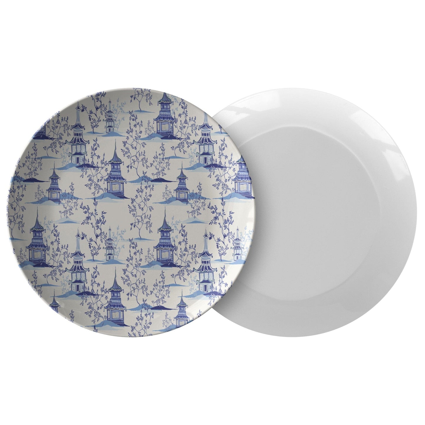 Kate McEnroe New York Chinoiserie Blue and White Pagoda Dinner Plates Plates Single 9820SINGLE