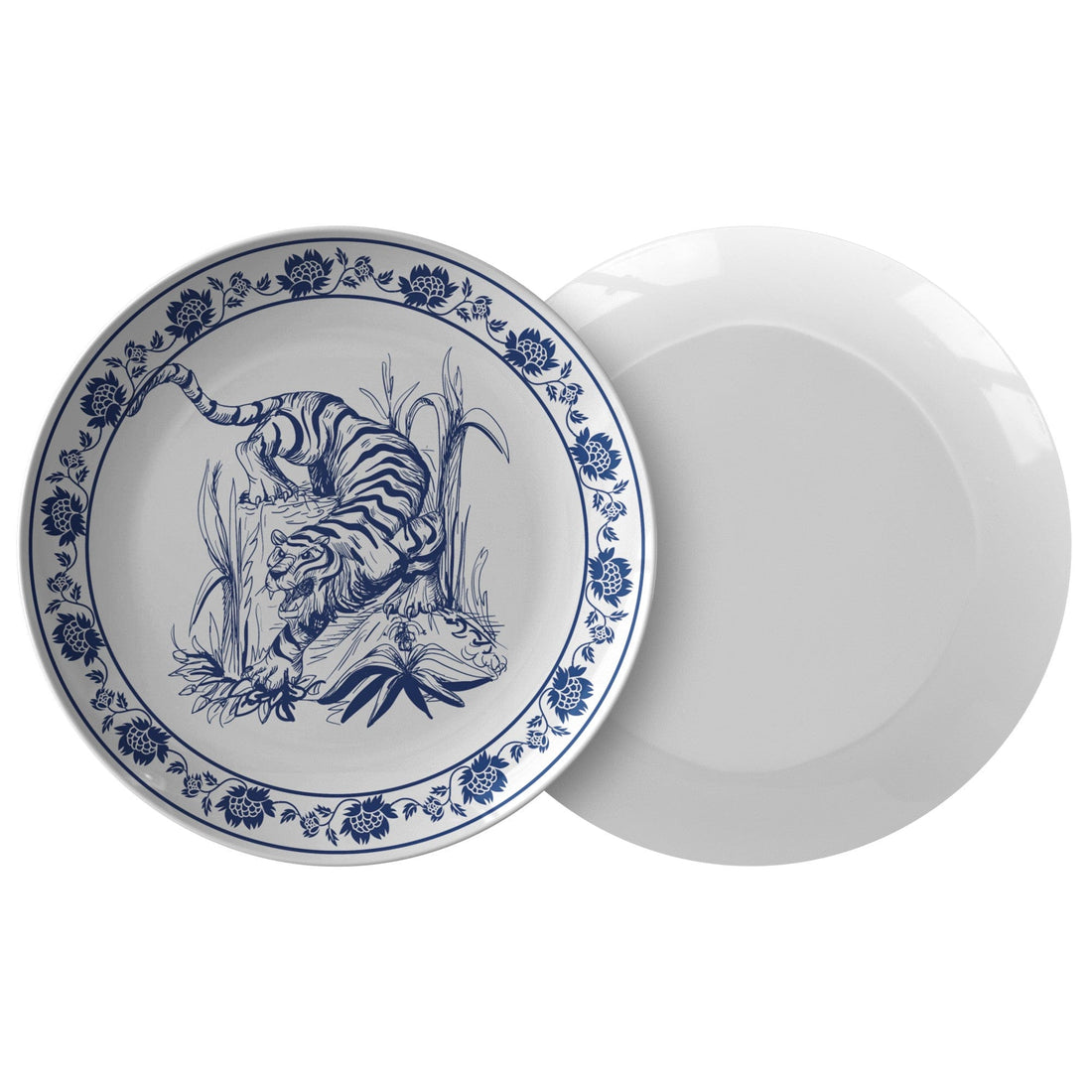 Kate McEnroe New York Chinoiserie Blue and White Tiger Dinner Plate Plates