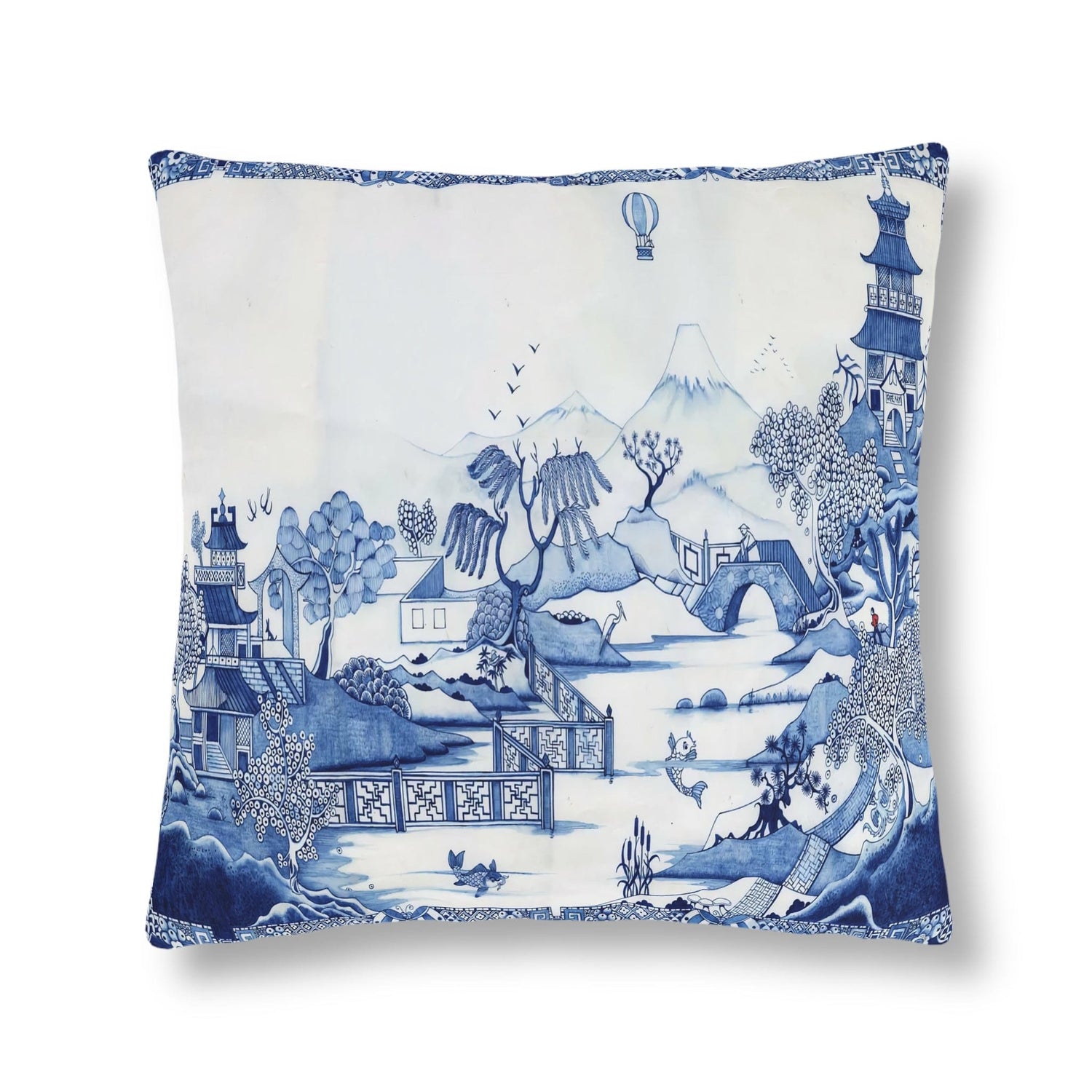 Kate McEnroe New York Chinoiserie Blue Willow Indoor Outdoor Pillow Outdoor Pillows 16&quot; × 16&quot; / Square 80999011641146401586