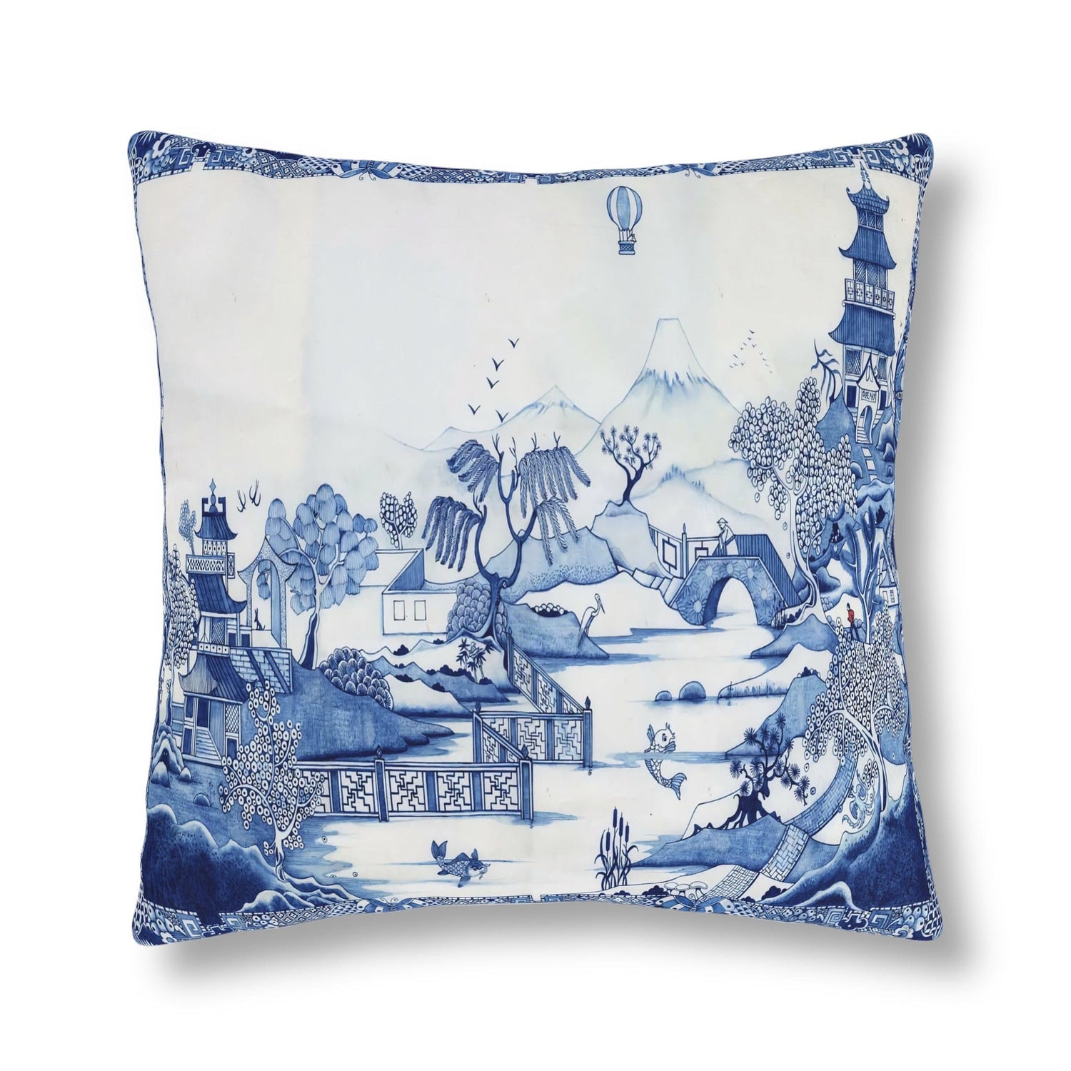 Kate McEnroe New York Chinoiserie Blue Willow Indoor Outdoor Pillow Outdoor Pillows 18&quot; × 18&quot; / Square 10956866731126160455