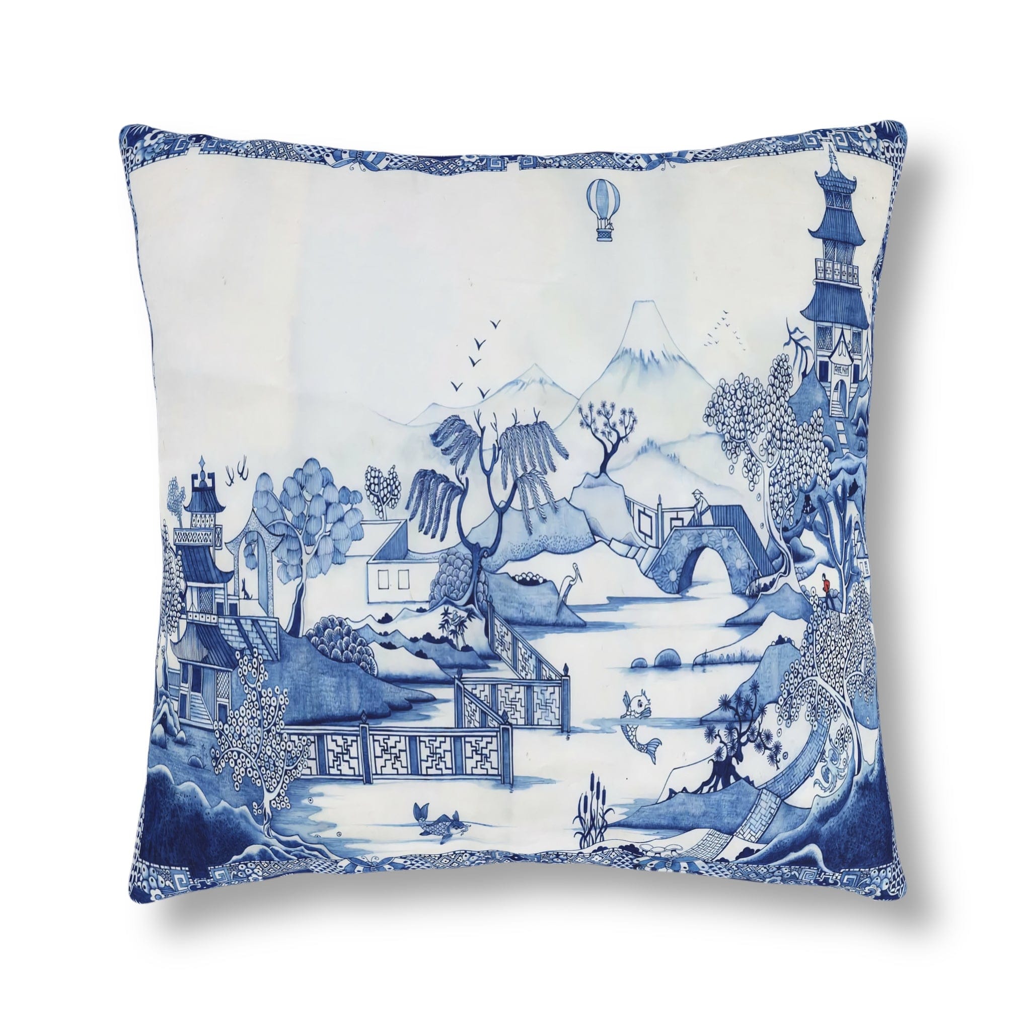 Kate McEnroe New York Chinoiserie Blue Willow Indoor Outdoor Pillow Outdoor Pillows 20&quot; × 20&quot; / Square 36326994540502385423