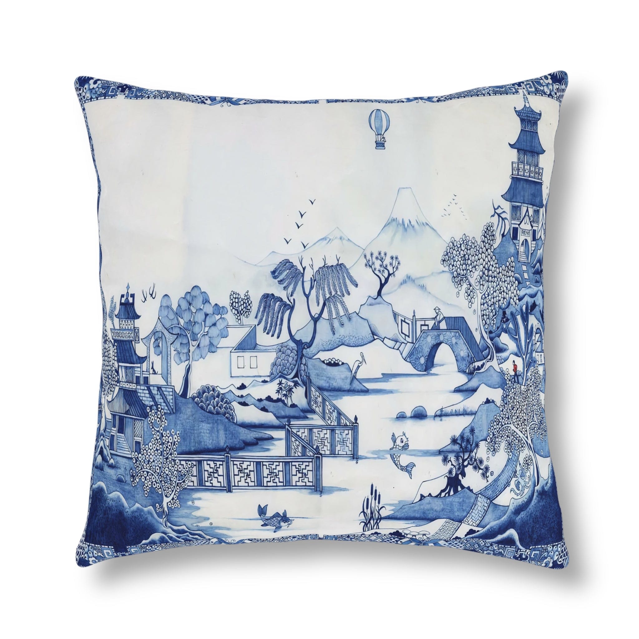 Kate McEnroe New York Chinoiserie Blue Willow Indoor Outdoor Pillow Outdoor Pillows 26&quot; × 26&quot; / Square 17687676806849716790