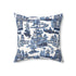 Kate McEnroe New York Chinoiserie Blue Willow Pagoda Throw Pillow, Traditional Blue White Asian Scene CushionsThrow Pillows32609981021871205436