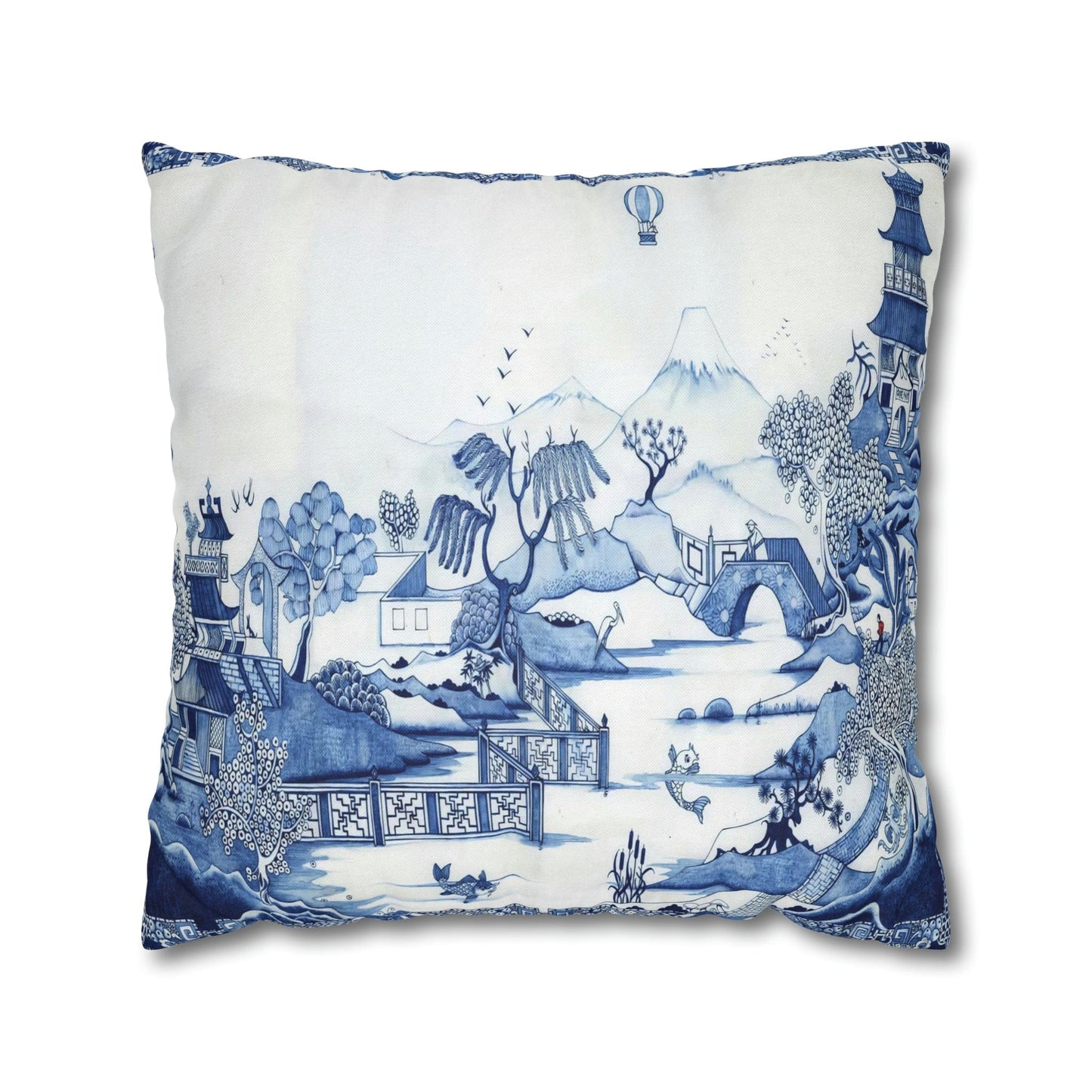 Kate McEnroe New York Chinoiserie Blue Willow Pillowcase Throw Pillow Covers 20" × 20" 25548787825575201377