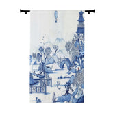 Kate McEnroe New York Chinoiserie Blue Willow Window Curtains, Maximalist Floral Blue, White Window Covering, Country Farmhouse Window Treatment - 124081423Window CurtainsW3D - CHI - BLW1 - SH2