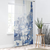 Kate McEnroe New York Chinoiserie Blue Willow Window Curtains, Maximalist Floral Blue, White Window Covering, Country Farmhouse Window Treatment - 124081423Window CurtainsW3D - CHI - BLW1 - SH2