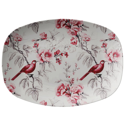 Kate McEnroe New York Chinoiserie Botanical Toile Floral Cranberry Red and White Serving Platter - 133682923Serving PlattersP23 - CHI - CBR - 4