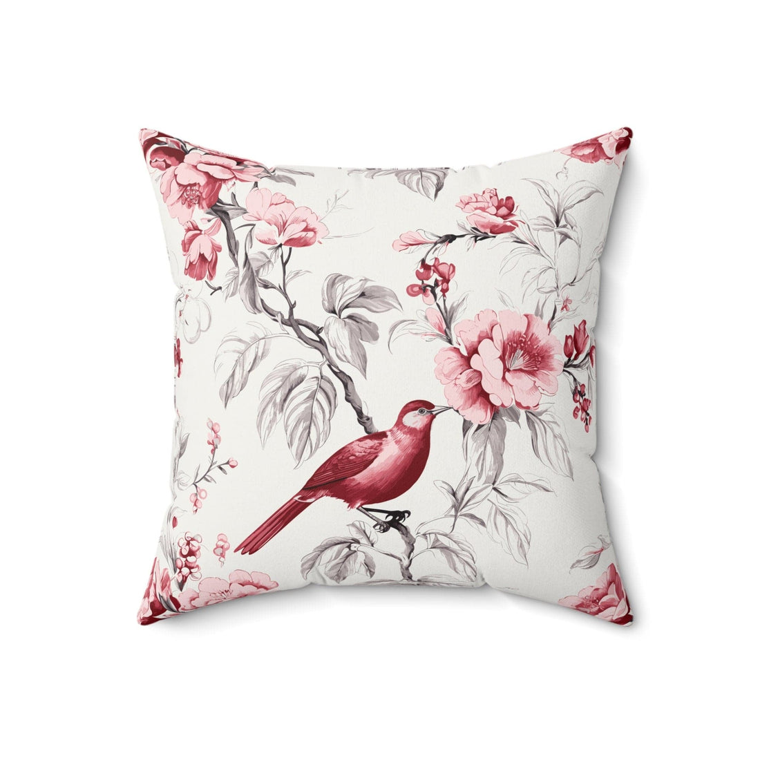 Kate McEnroe New York Chinoiserie Botanical Toile Floral Cranberry Red and White Throw Pillow, Country Farmhouse Living Room, Bedroom Decor - 132682823Throw Pillows21298929798385110964