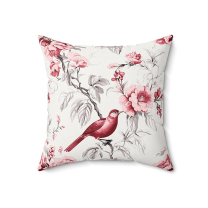 Kate McEnroe New York Chinoiserie Botanical Toile Floral Cranberry Red and White Throw Pillow, Country Farmhouse Living Room, Bedroom Decor - 132682823Throw Pillows21298929798385110964