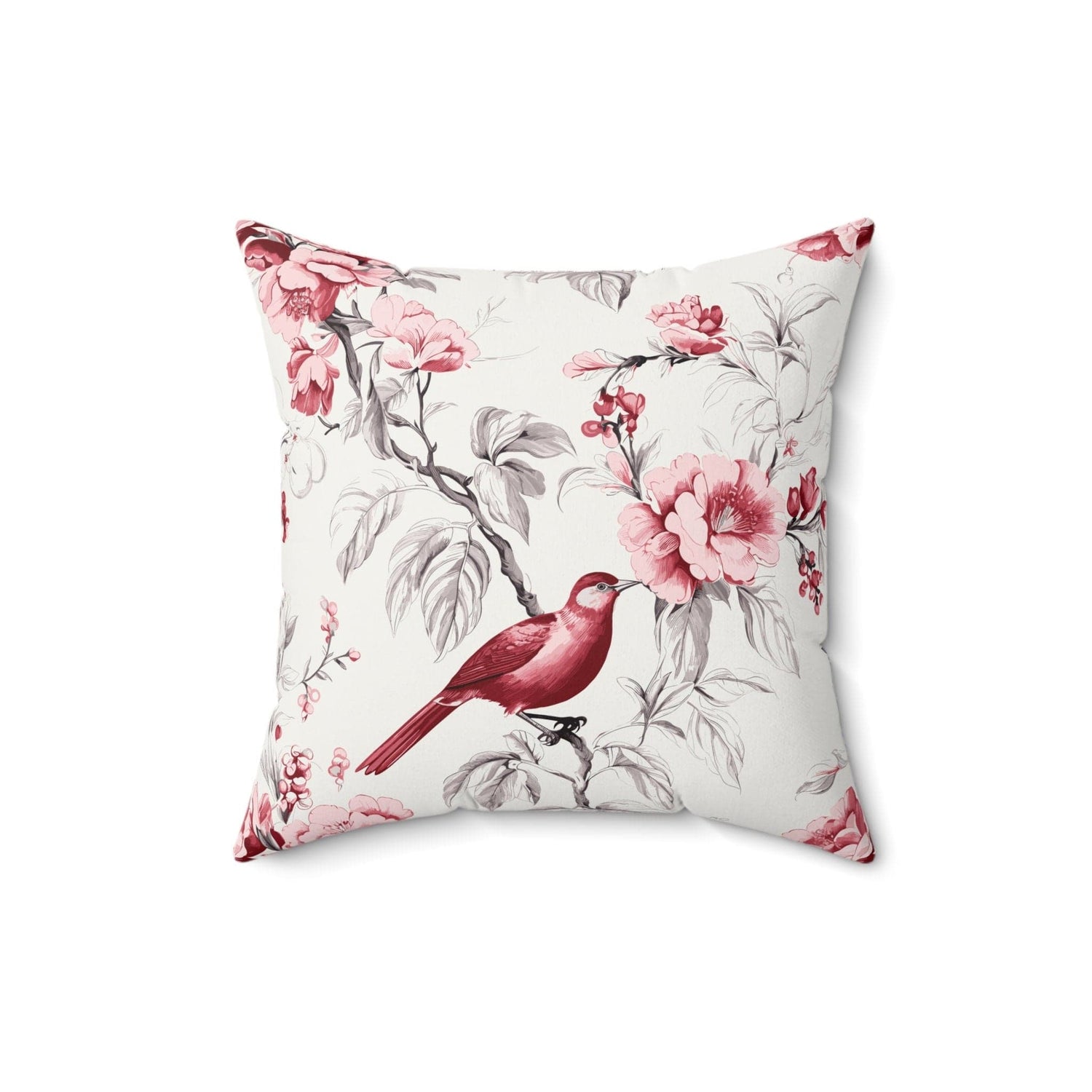 Kate McEnroe New York Chinoiserie Botanical Toile Floral Cranberry Red and White Throw Pillow, Country Farmhouse Living Room, Bedroom Decor - 132682823Throw Pillows21298929798385110964