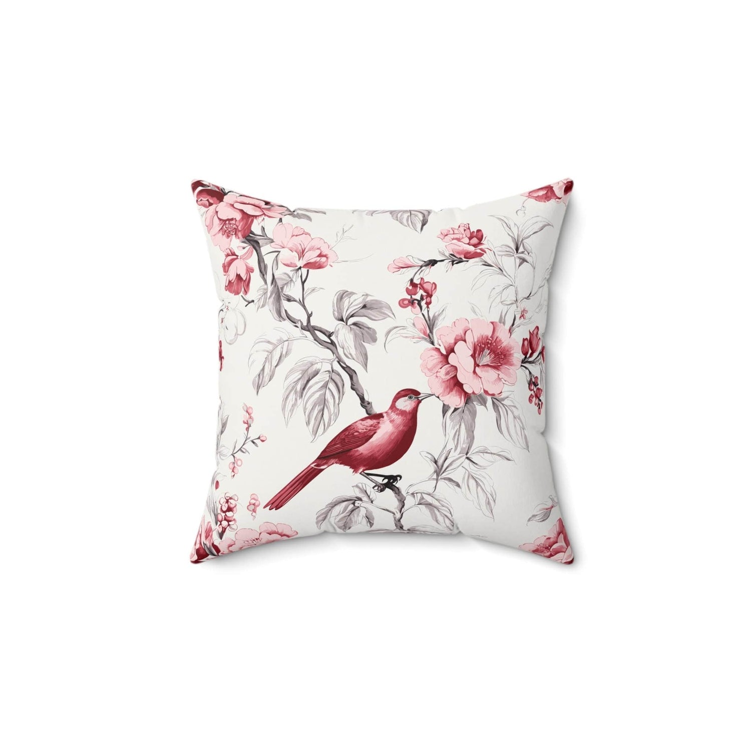 Kate McEnroe New York Chinoiserie Botanical Toile Floral Cranberry Red and White Throw Pillow, Country Farmhouse Living Room, Bedroom Decor - 132682823Throw Pillows21298929798385110964