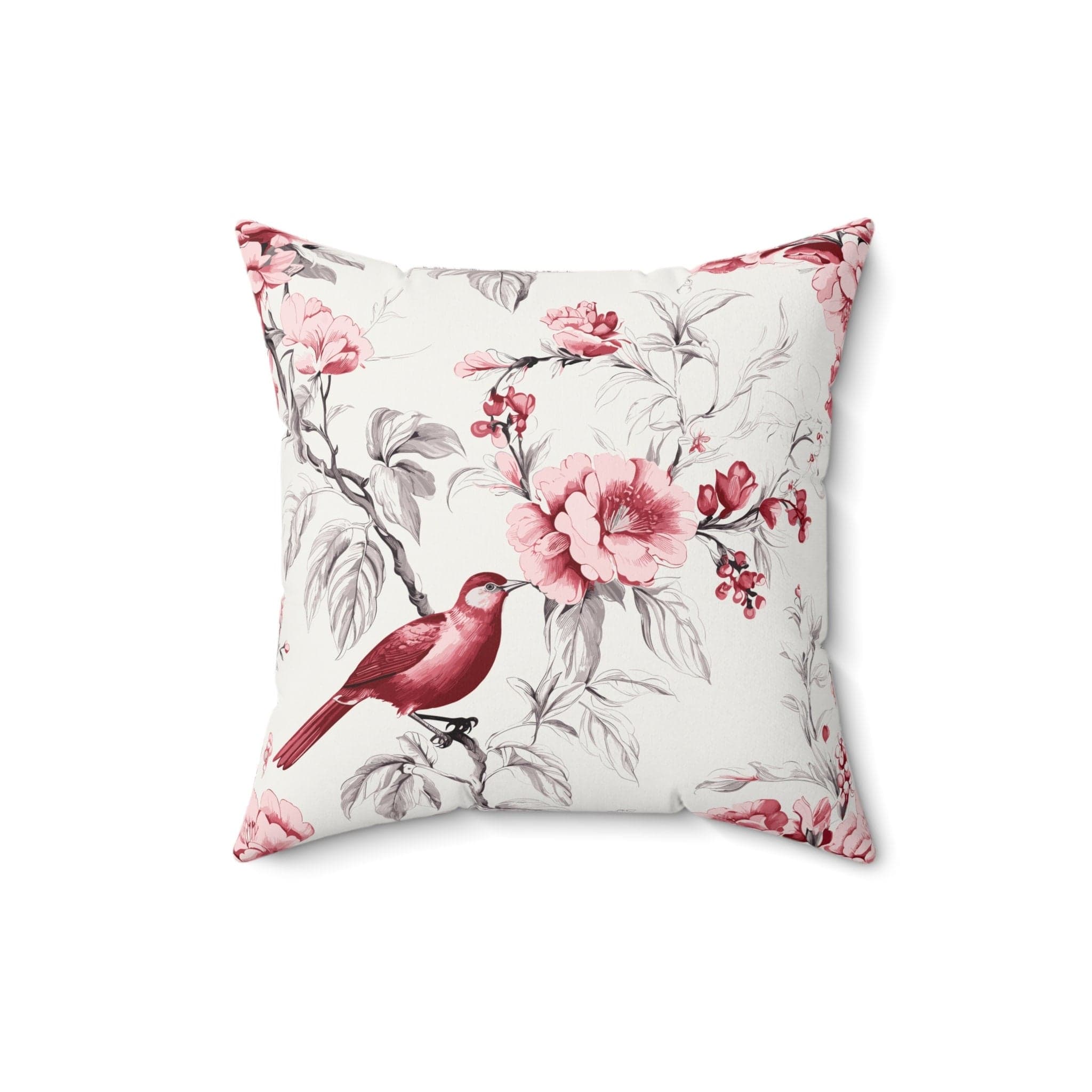 Kate McEnroe New York Chinoiserie Botanical Toile Floral Cranberry Red and White Throw Pillow, Country Farmhouse Living Room, Bedroom Decor - 132682823Throw Pillows21298929798385110964