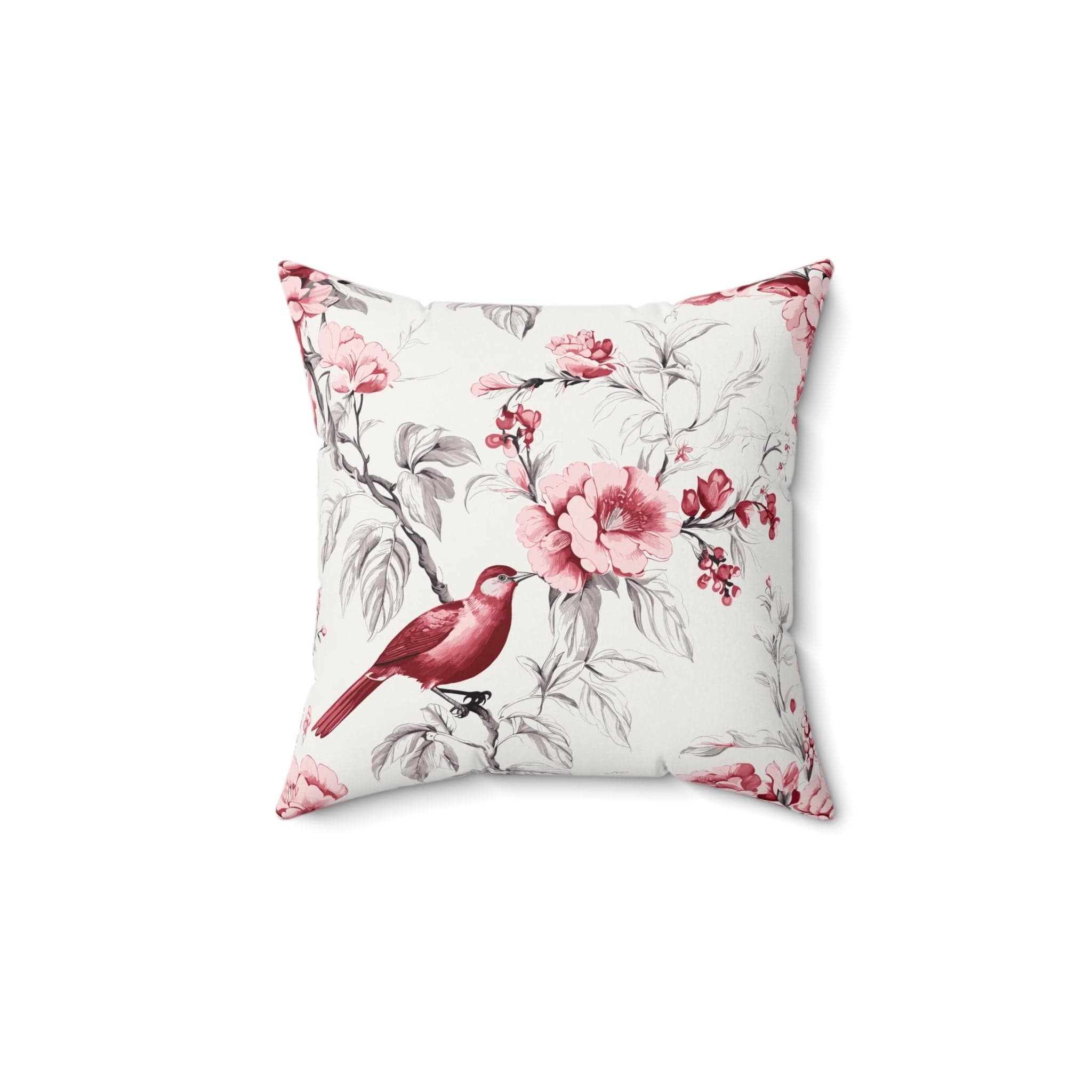 Kate McEnroe New York Chinoiserie Botanical Toile Floral Cranberry Red and White Throw Pillow, Country Farmhouse Living Room, Bedroom Decor - 132682823Throw Pillows21298929798385110964