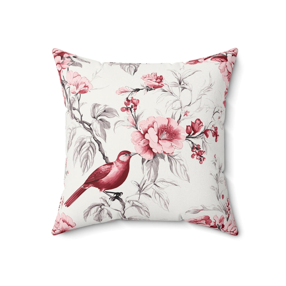 Kate McEnroe New York Chinoiserie Botanical Toile Floral Cranberry Red and White Throw Pillow, Country Farmhouse Living Room, Bedroom Decor - 132682823Throw Pillows21298929798385110964