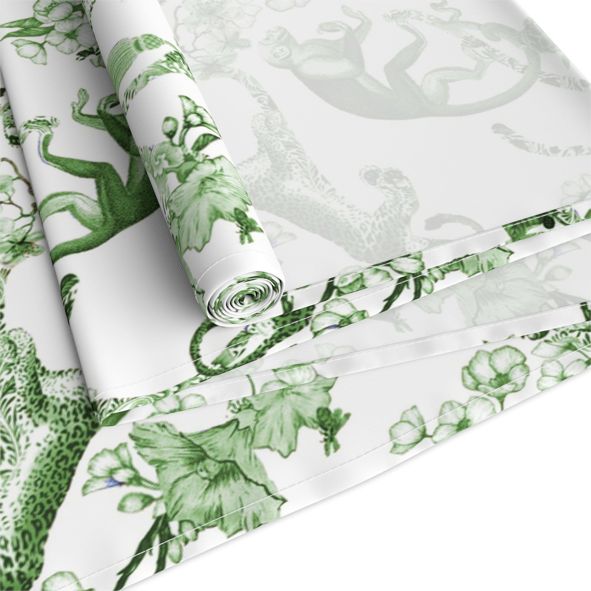 Printify Chinoiserie Botanical Toile Floral Green, White Table Runner Home Decor