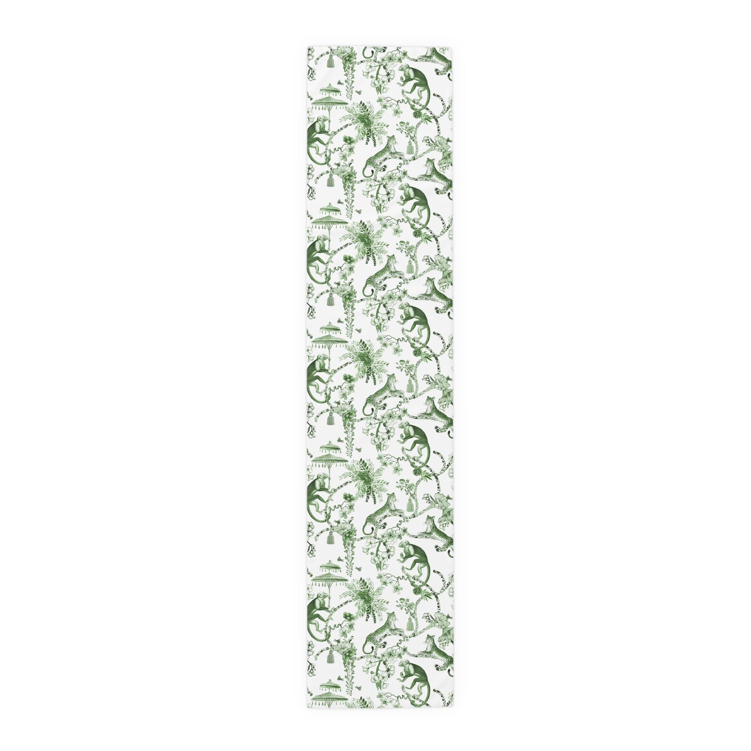 Kate McEnroe New York Chinoiserie Botanical Toile Floral Green, White Table RunnerTable Runners12667842111762238279