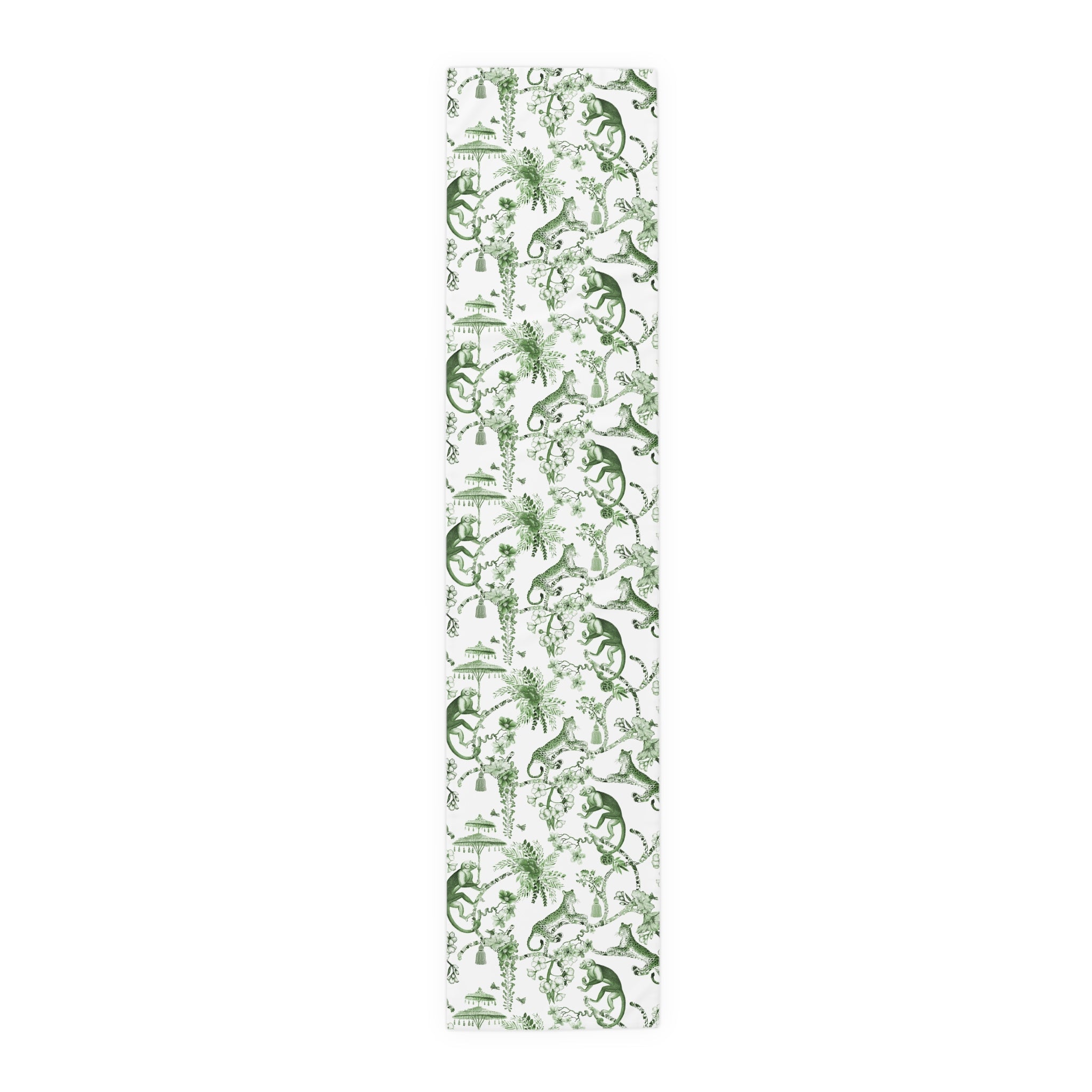 Kate McEnroe New York Chinoiserie Botanical Toile Floral Green, White Table RunnerTable Runners12667842111762238279