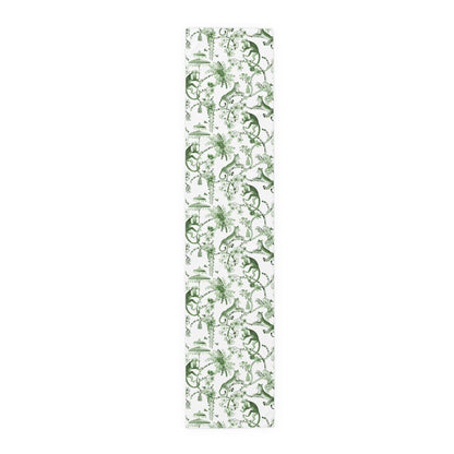 Kate McEnroe New York Chinoiserie Botanical Toile Floral Green, White Table RunnerTable Runners12667842111762238279