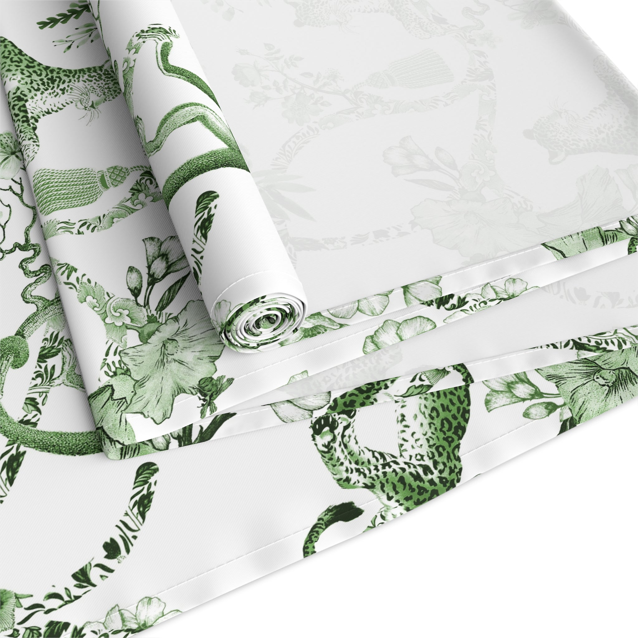 Kate McEnroe New York Chinoiserie Botanical Toile Floral Green, White Table RunnerTable Runners12667842111762238279