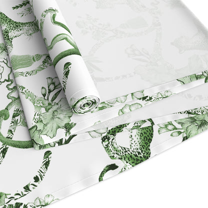 Kate McEnroe New York Chinoiserie Botanical Toile Floral Green, White Table RunnerTable Runners12667842111762238279