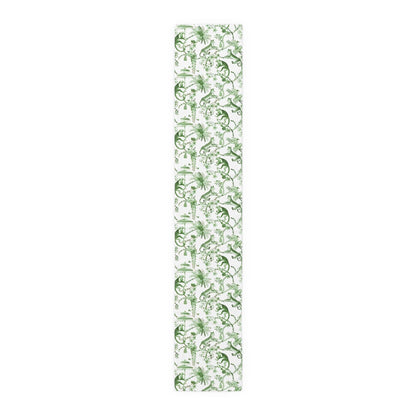 Kate McEnroe New York Chinoiserie Botanical Toile Floral Green, White Table RunnerTable Runners63967423620631274027