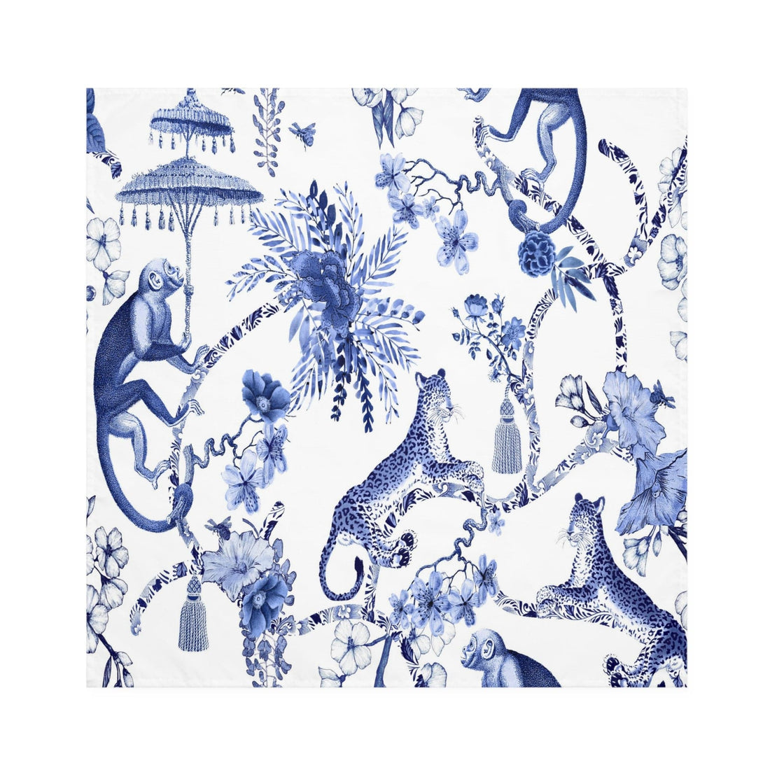 Kate McEnroe New York Chinoiserie Botanical Toile Napkins Set of 4, Floral Blue and White Chinoiserie Jungle Table Linen, Country Farmhouse DecorNapkins31591111042773290028