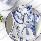 Kate McEnroe New York Chinoiserie Botanical Toile Napkins Set of 4, Floral Blue and White Chinoiserie Jungle Table Linen, Country Farmhouse DecorNapkins31591111042773290028