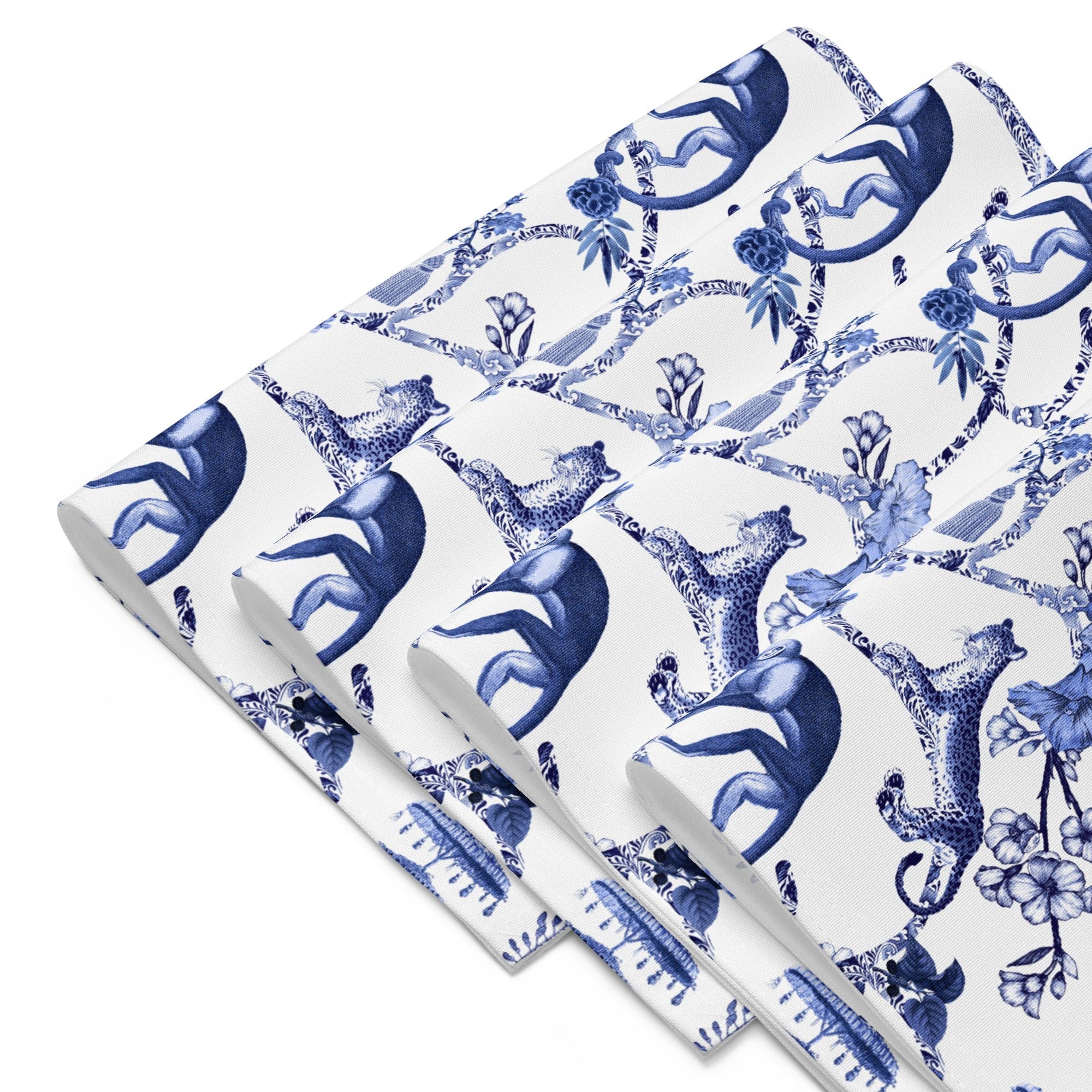 Kate McEnroe New York Chinoiserie Botanical Toile Placemats, Set of 4, Floral Blue and White Chinoiserie Jungle Table Linen, Farmhouse Decor Placemats 6256397_17484