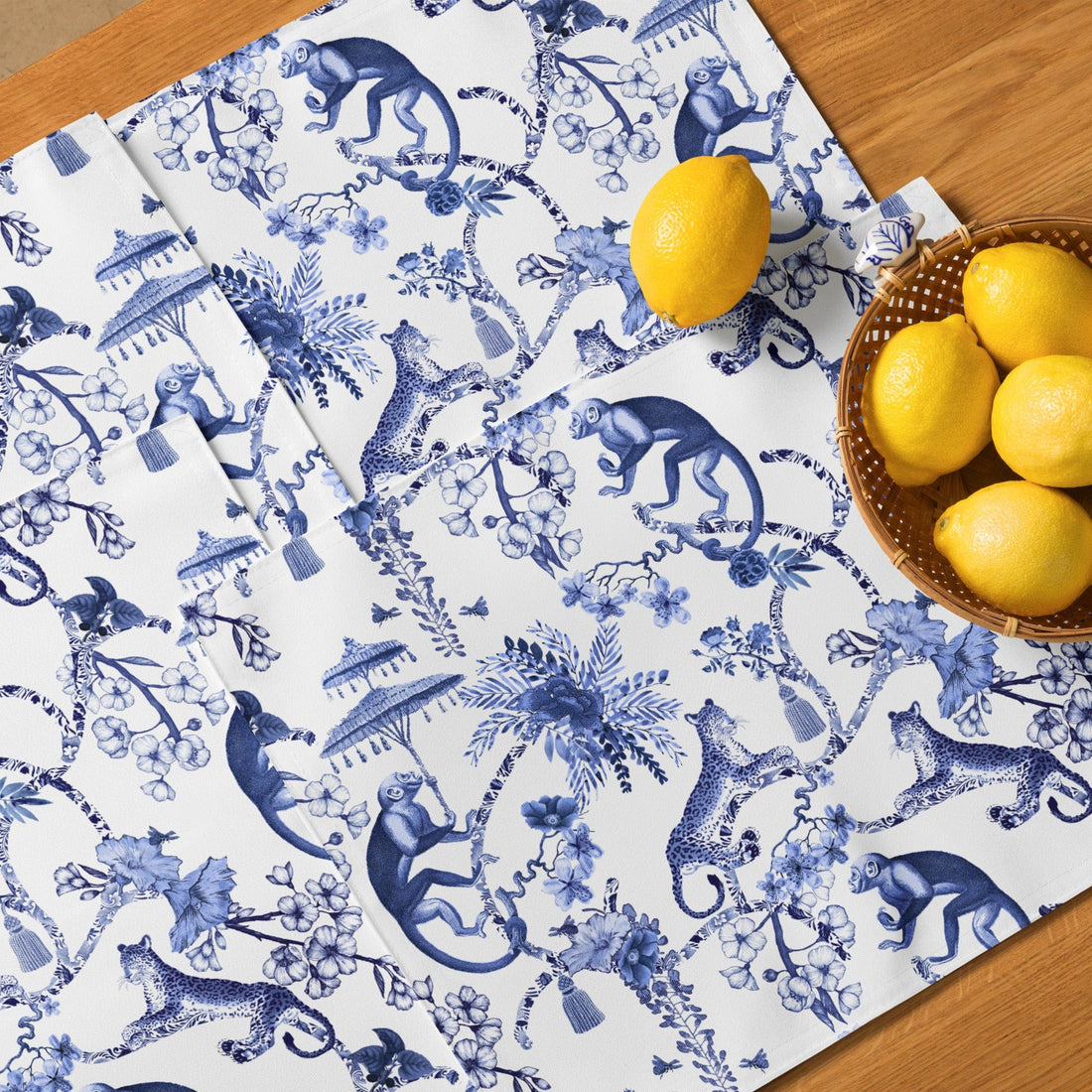Kate McEnroe New York Chinoiserie Botanical Toile Placemats, Set of 4, Floral Blue and White Chinoiserie Jungle Table Linen, Farmhouse Decor Placemats 6256397_17484