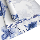 Kate McEnroe New York Chinoiserie Botanical Toile Table Runner, Floral Blue, White Chinoiserie Jungle, Country Farmhouse Grandmillenial Table DecorTable Runners79751148085223957598