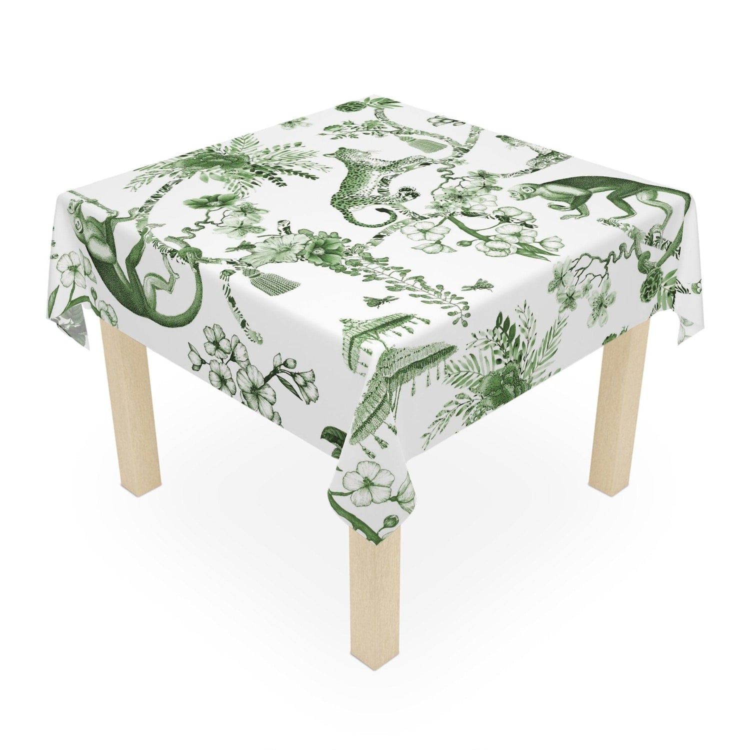 Kate McEnroe New York Chinoiserie Botanical Toile Tablecloth, Floral Green, White Chinoiserie Jungle, Country Farmhouse Table Decor, Grandmillenial Kitchen DecorTablecloths20990366732955140771