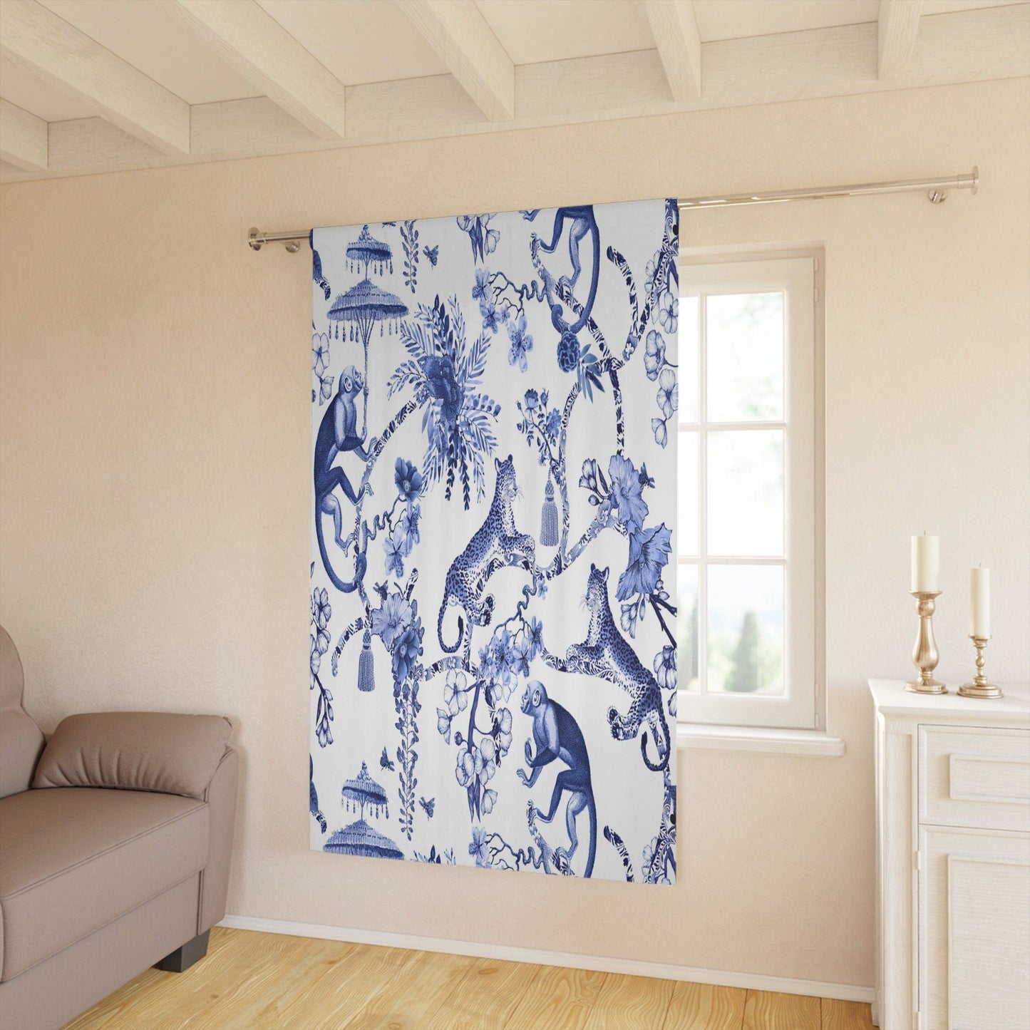 Chinoiserie Botanical Toile Window Curtains