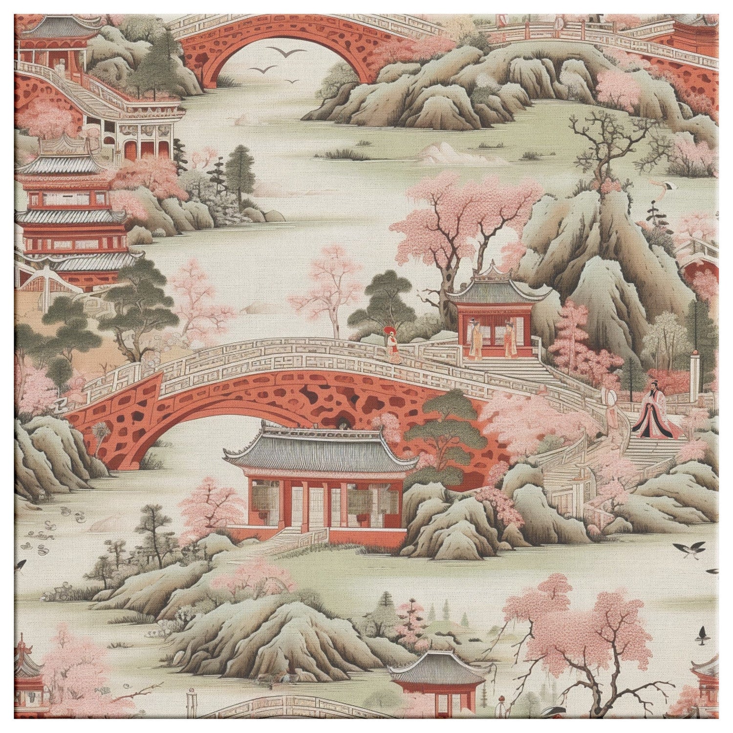 Kate McEnroe New York Chinoiserie Cherry Blossom Landscape Canvas Wall ArtCanvas Wall Art139002