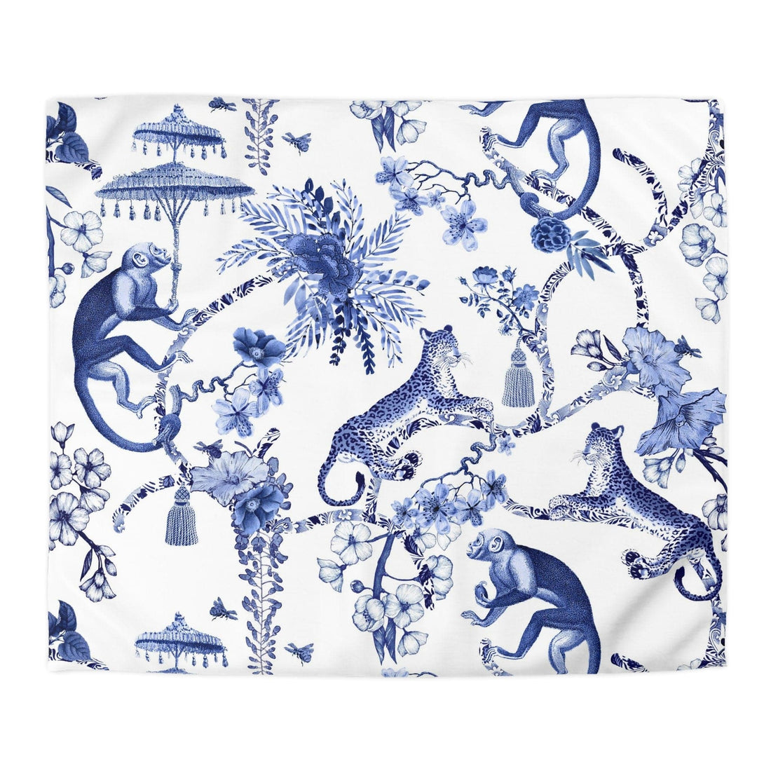 Kate McEnroe New York Chinoiserie Duvet Cover, Floral Blue, White Chinoiserie Jungle, Queen, King, Twin, XL Bedding, Botanical Toile Bedding Collection - 126081523Duvet Covers31867630711351643418