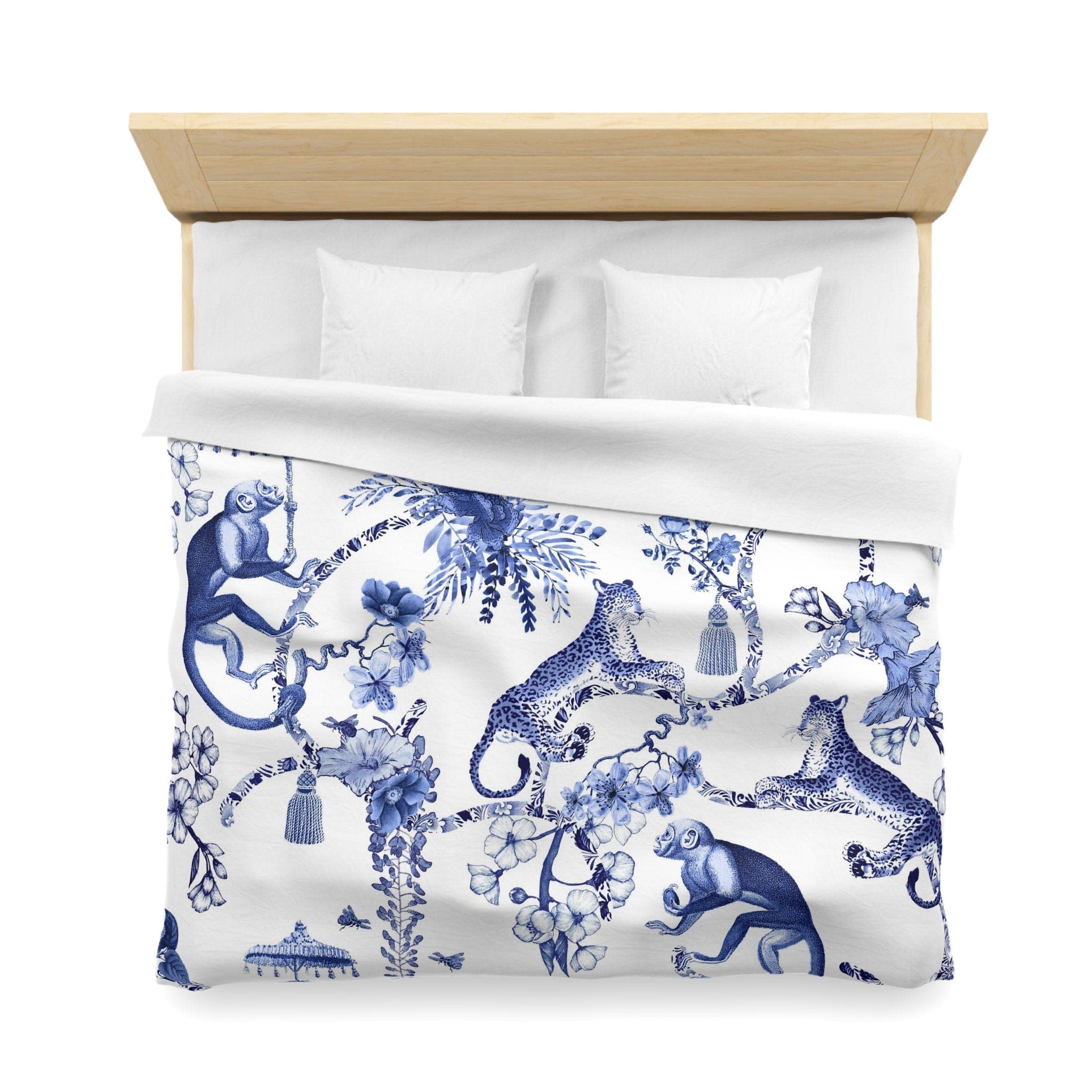 Chinoiserie Flower Branch Bird Blue Duvet Cover Set, Botanical Bedding, Nature Floral popular Comforter Cover, Single Double Full Queen King Size