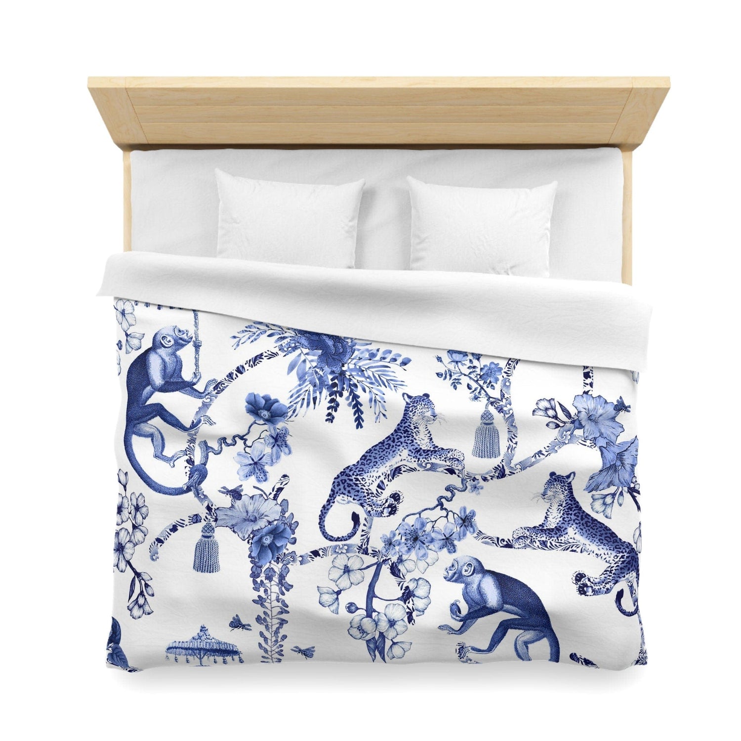 Kate McEnroe New York Chinoiserie Duvet Cover, Floral Blue, White Chinoiserie Jungle, Queen, King, Twin, XL Bedding, Botanical Toile Bedding Collection - 126081523Duvet Covers31867630711351643418