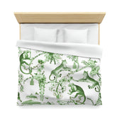 Kate McEnroe New York Chinoiserie Duvet Cover, Floral Green and White Chinoiserie Jungle, Queen, King, Twin, XL Bedding, Botanical Toile Bedding CollectionDuvet Covers31109295613648555350