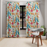 Kate McEnroe New York Chinoiserie Floral and Exotic Bird Botanical Garden Curtains in Pink, Green, Orange and Blue by Kate McEnroe New York - KM13809923Window CurtainsW3S - CHI - MON - SH1