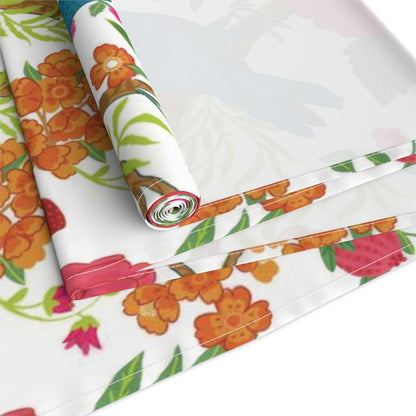 Kate McEnroe New York Chinoiserie Floral and Exotic Bird Botanical Toile Table Runner in Pink, Green, Orange and Blue by Kate McEnroe New York - KM13809927Table Runners26225769617507245130