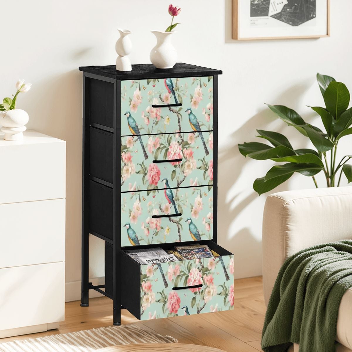 Kate McEnroe New York Chinoiserie Floral Bird and Peony 4 Drawer Dresser Mid Century Modern StorageDressers4pmz9aRGdL