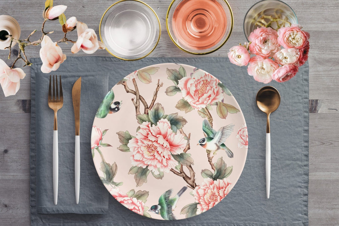 Kate McEnroe New York Chinoiserie Floral Bird Dinner PlatePlatesP20 - SWA - PEO - 37S