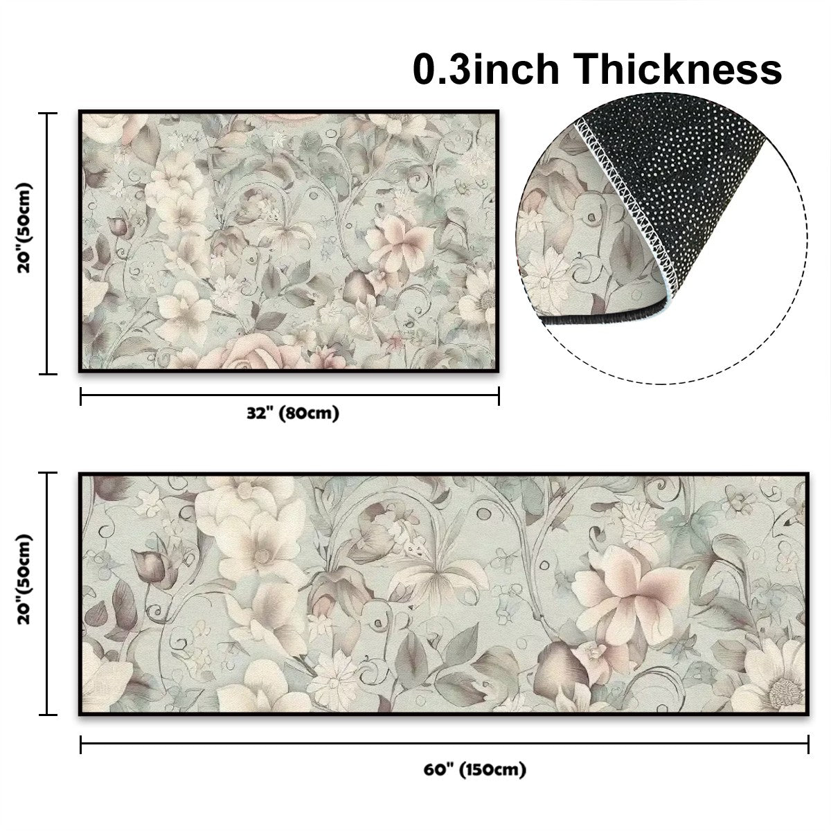 Kate McEnroe New York Chinoiserie Floral Kitchen Mat Set, Elegant Vintage Style Floor RugsKitchen Floor MatswncAKS0nk3