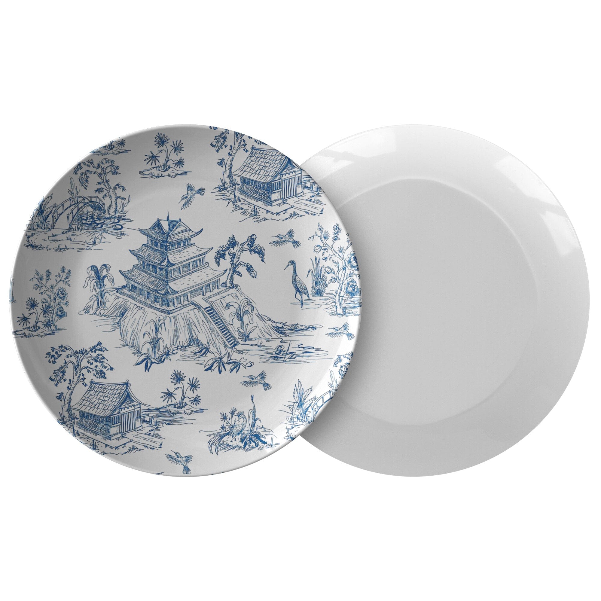 Kate McEnroe New York Chinoiserie Floral Landscape and Temples Dinner Plates Plates Single 9820SINGLE