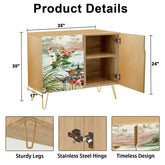 Kate McEnroe New York Chinoiserie Floral Landscape Sideboard, Vintage Asian Inspired Storage Cabinet, Elegant Botanical AccentStorage Cabinets4dZkyS9RQc