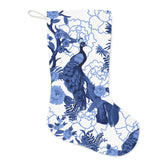 Kate McEnroe New York Chinoiserie Floral Peacock Holiday Stockings, Blue and White Botanical Toile Jungle Motifs Christmas Mantle DecorationHoliday Stockings15899367389009277432