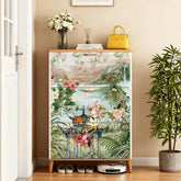 Kate McEnroe New York Chinoiserie Floral Shoe Cabinet, Oriental Botanical Mudroom Organizer, Entryway Storage UnitShoe StorageXtNN3DRq0G