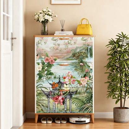 Kate McEnroe New York Chinoiserie Floral Shoe Cabinet, Oriental Botanical Mudroom Organizer, Entryway Storage UnitShoe StorageXtNN3DRq0G