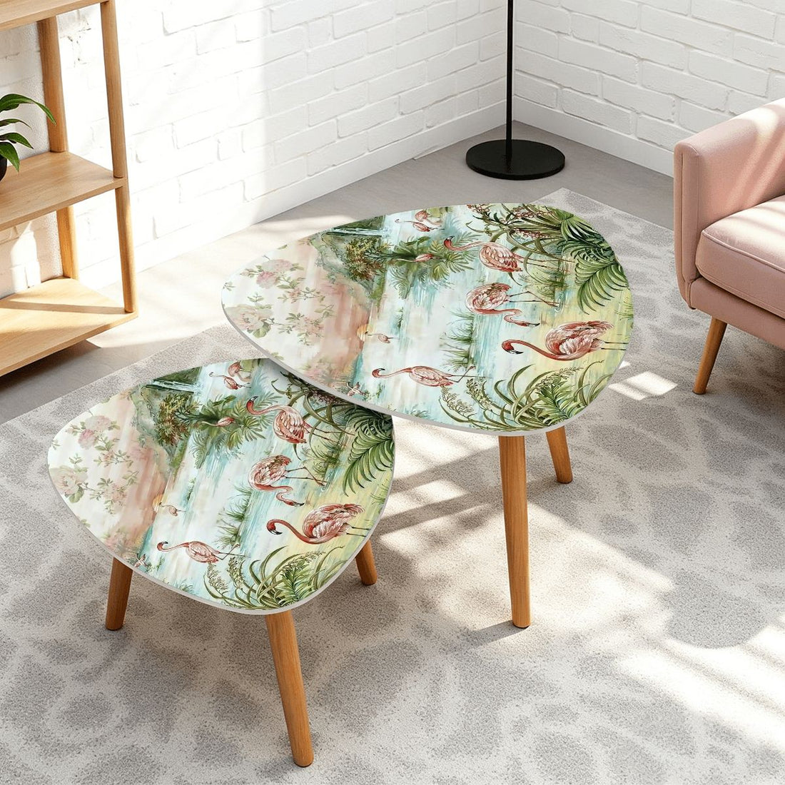 Kate McEnroe New York Chinoiserie Garden Pagoda Nesting Tables, Oriental Floral Decor, Vintage Style Botanical End TableNesting Tables1lDdkdiZZ3