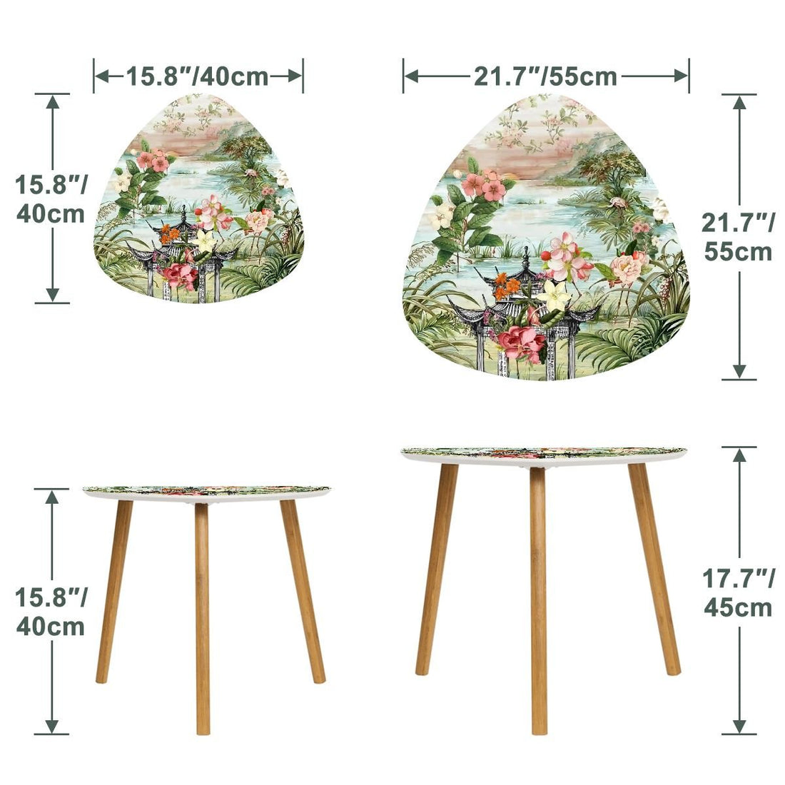 Kate McEnroe New York Chinoiserie Garden Pagoda Nesting Tables, Oriental Floral Decor, Vintage Style Botanical End TableNesting TablesO5G0oexKeo